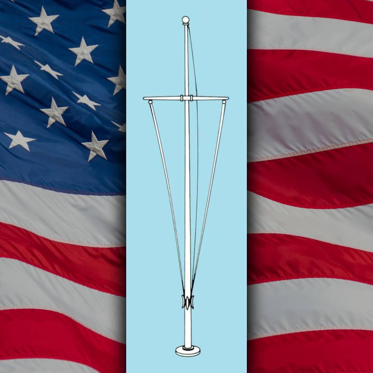 Single Mast Nautical Series Aluminum Flagpole 20X5 Flagpoles Boat Flagpole Nautical Single Mast