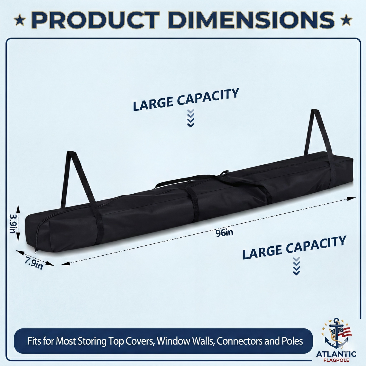Phoenix flagpole carrying case — 96-inch storage bag for telescoping flagpoles