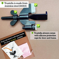 Thumbnail for Stainless Steel Adjustable Portable Door Lock - Heavy Duty Security for Home, Hotel, Apartment, College Dorm & Travel - with Silicone Protection Caps