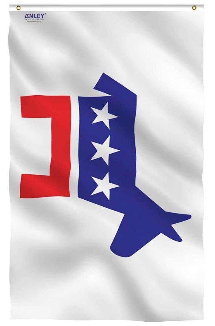 the national Democratic Party symbol on a flag for sale to buy online to be used for flying on flagpoles, parades, special events, and government offices.