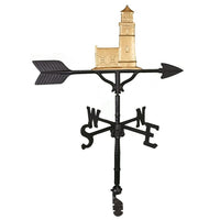 Thumbnail for Gold colored lighthouse with cottage weathervane that looks like nubble light in maine