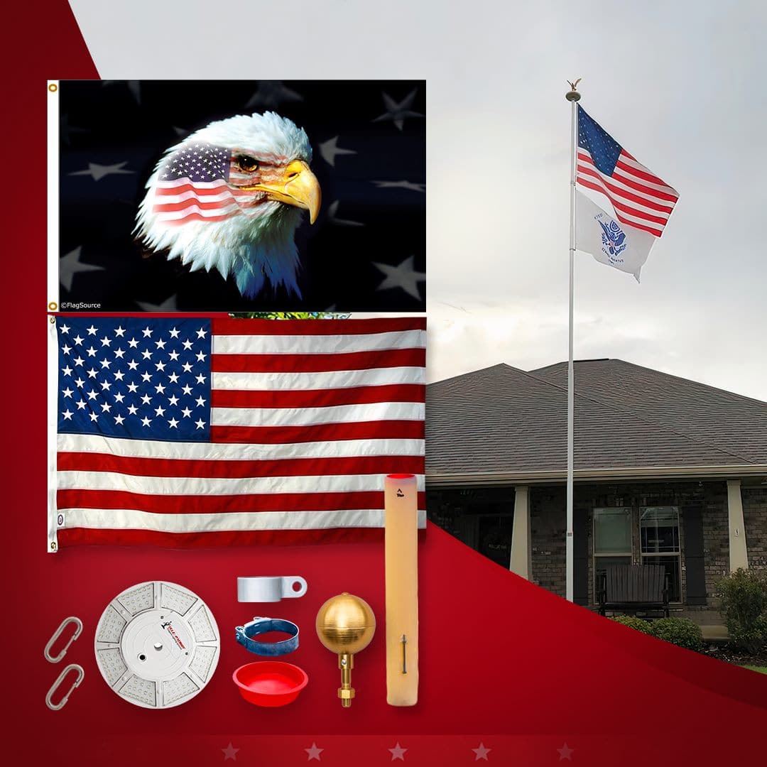 Skip Bedell July 4th Telescoping Flagpole Package - 25' Sliver