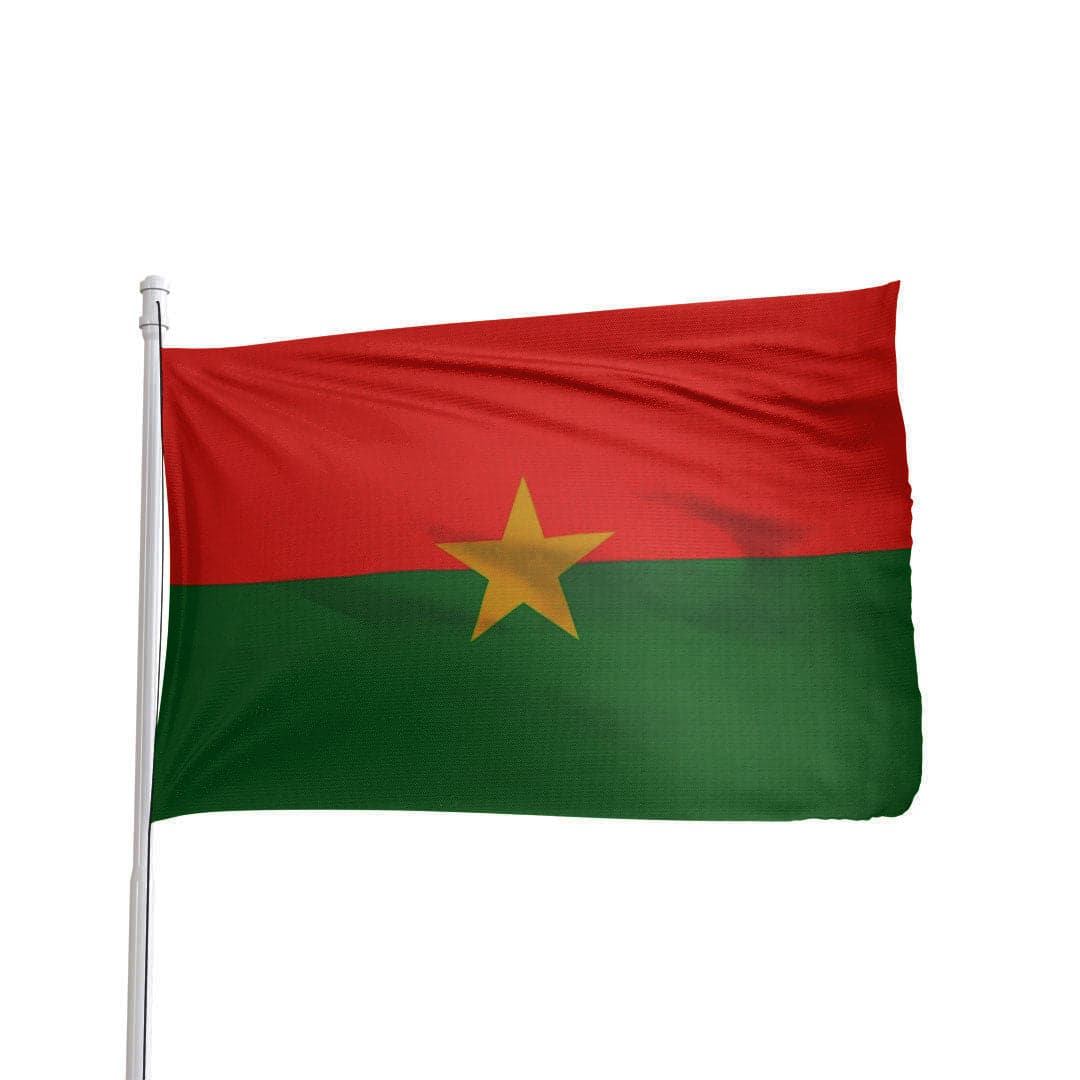 Premium Photo  Burkina faso flag on pole. metal flagpole. national flag of burkina  faso 3d illustration on white