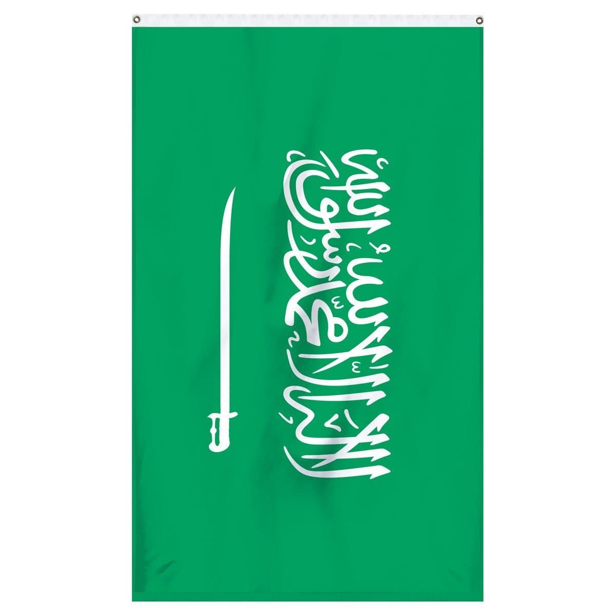 Saudi Arabia National Flag for sale to buy online from Atlantic Flag and Pole. Green flag with white lettering.