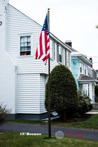 Thumbnail for 15-foot silver telescoping flagpole with American flag and Securi-Shur anti-theft locking clamp by Atlantic Flag and Pole In