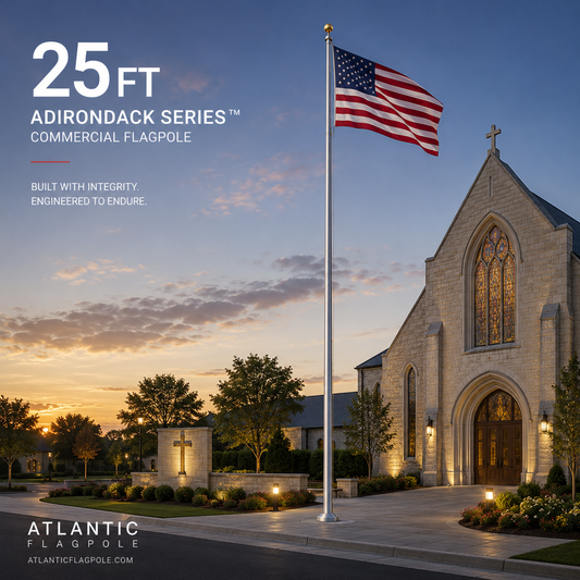 25ft Adirondack Series commercial aluminum flagpole — Atlantic Flag & Pole American-made
