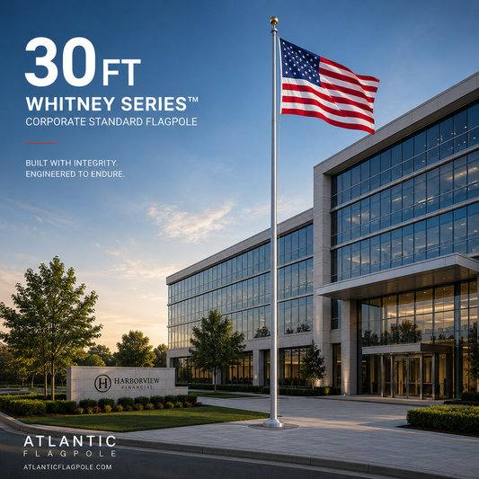 30ft Whitney Series commercial aluminum flagpole — Atlantic Flag & Pole American-made