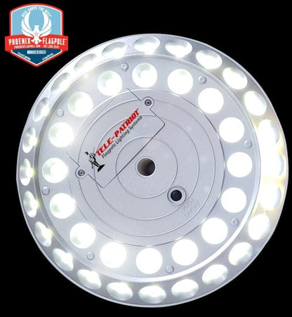 Atlantic Flagpole TelePatriot 600 Series solar light, 600 lumens, black ABS material, designed for 360-degree flagpole light