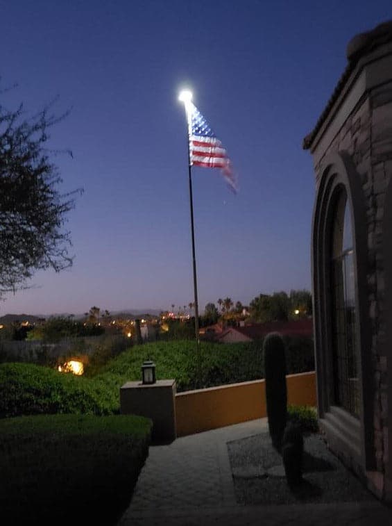 White Solar Flagpole Lighting System by Atlantic Flagpole, designed for premium brightness and easy mounting.