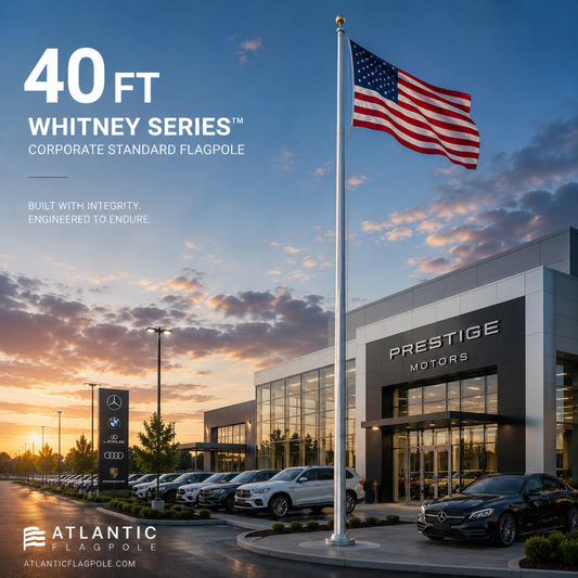 40ft Rainier Series heavy commercial aluminum flagpole — Atlantic Flag & Pole American-made