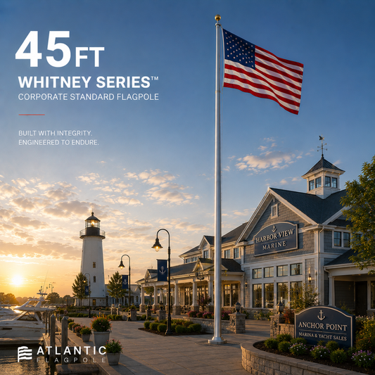 45ft Rainier Series heavy commercial aluminum flagpole — Atlantic Flag & Pole American-made