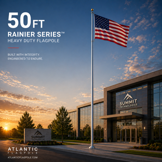 50ft Rainier Series heavy commercial aluminum flagpole — Atlantic Flag & Pole American-made