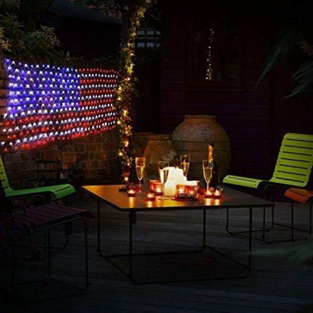 American Flag Lights, 420LED Outdoor Waterproof Red White and Blue Led American Flag Net Light of the United States for Memorial Day, Independence Day, National Day, Veterans Day Decor(Plug In)