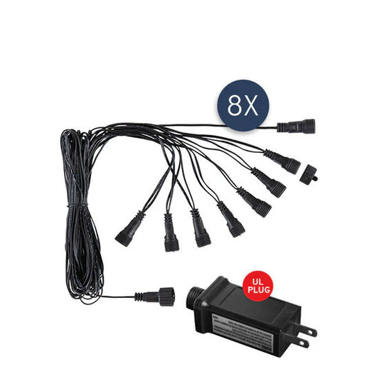 Patriot-Glo LED Flagpole Christmas Tree | Transformer + Cable Junction Set (8 Connections)