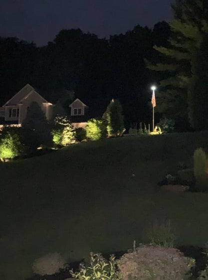 White LED solar flagpole light with 600 lumens, IP65 rating, and ABS material by Atlantic Flagpole