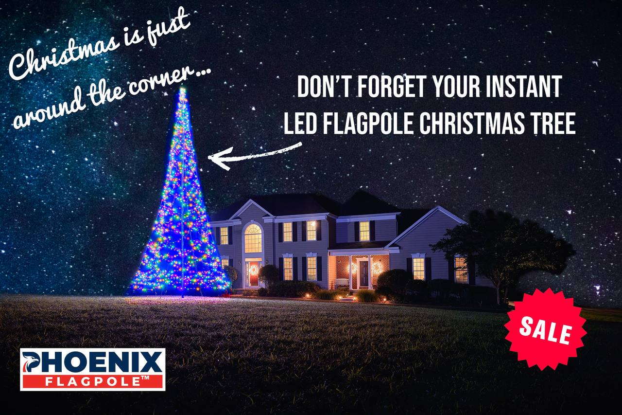 LED Flagpole Christmas Tree 20-25ft - 900-1500 Lights