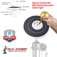 Thumbnail for Atlantic Flagpole TelePatriot 800 Series solar light with 200 LEDs, IP65 waterproof, available in black, white, silver.