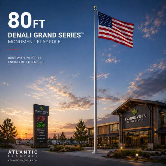80ft Denali Sovereign Series monument aluminum flagpole — Atlantic Flag & Pole American-made