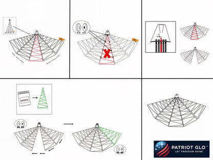 Patriot-Glo LED Flagpole Christmas Tree Replacement Light Strands Webbing | 20ft | 900-1200 LED | Warm White