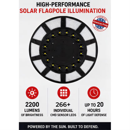 2200 Lumen Solar Flagpole Light | TelePatriot Phoenix LED System