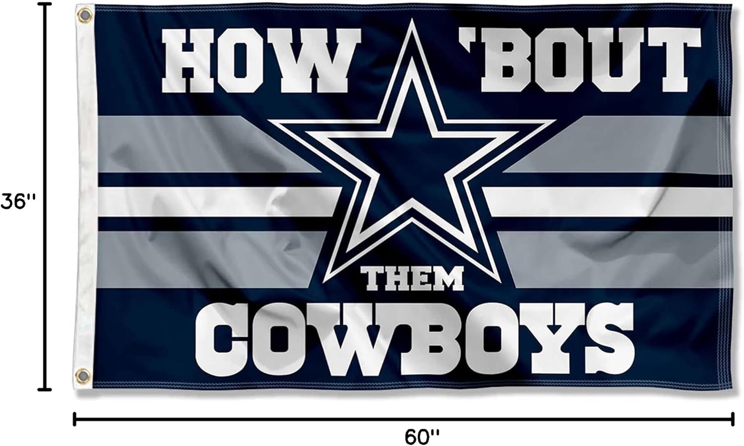 Dallas Cowboys 3x5 durable nylon flag in team colors, official NFL merchandise by Atlantic Flag & Pole Inc.