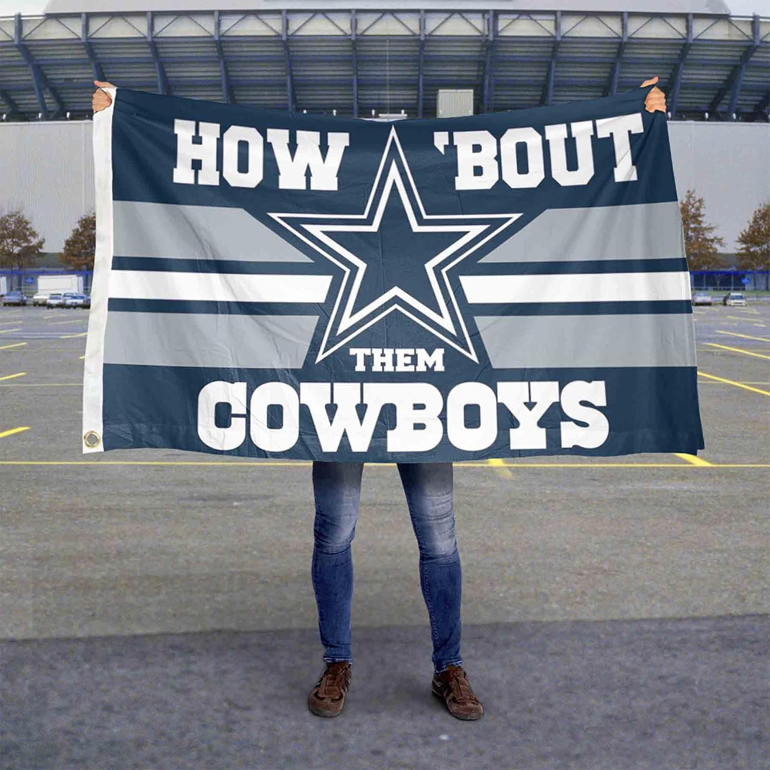 3x5 durable nylon Dallas Cowboys flag featuring team logo and colors, by Atlantic Flag & Pole Inc.