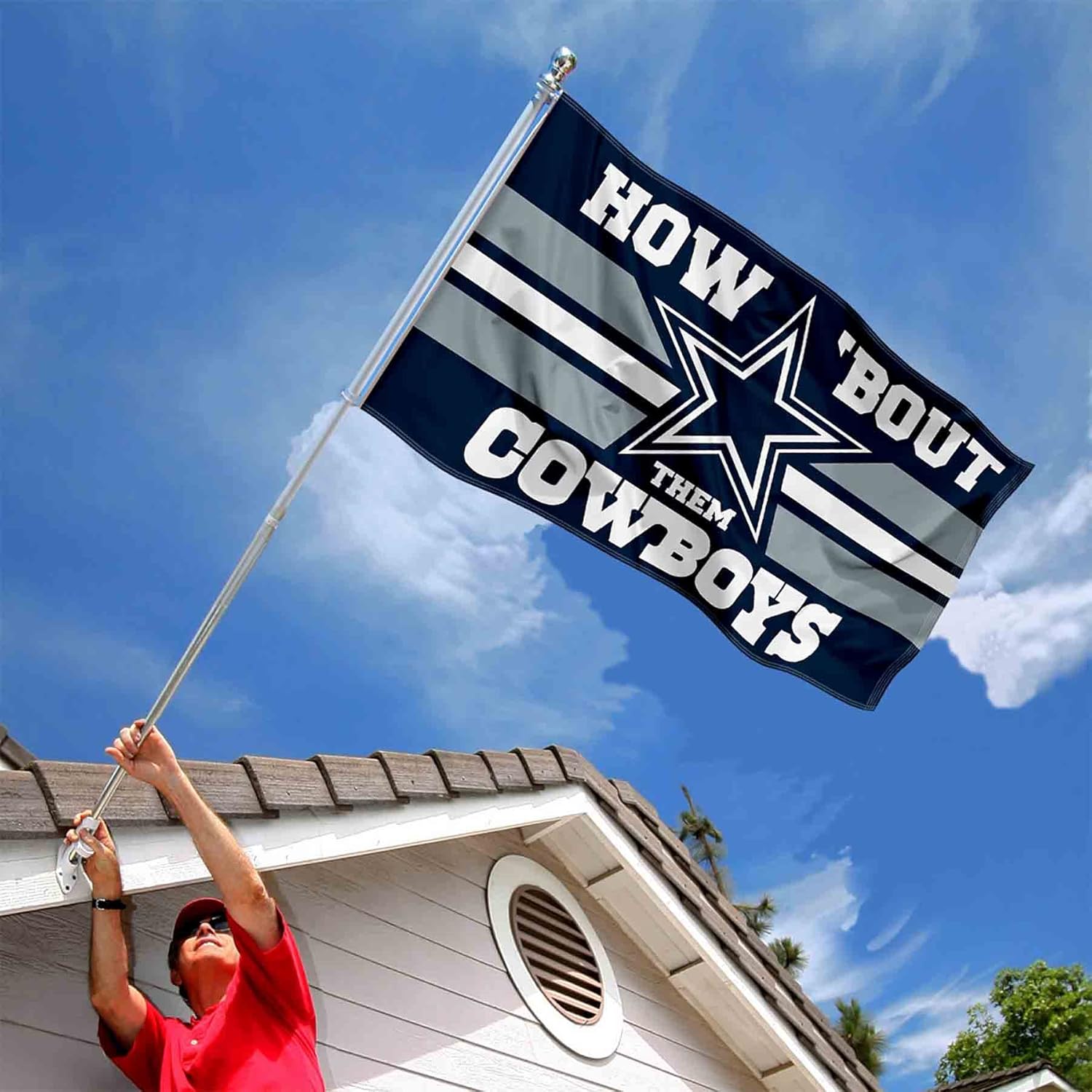 Dallas Cowboys 3x5 durable nylon flag with bold team logo, perfect for fans and outdoor display by Atlantic Flag & Pole Inc.