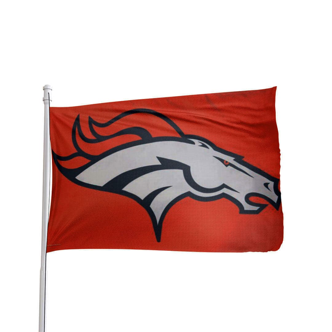 Denver Broncos 3x5 feet durable nylon flag with official team logo and colors, by Atlantic Flag & Pole Inc.