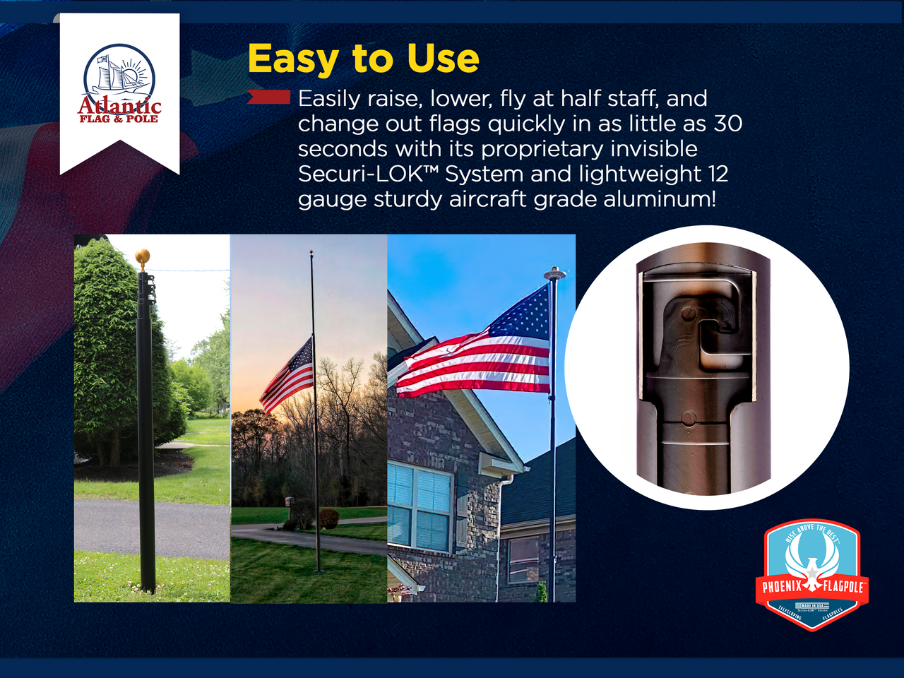 Phoenix Telescoping Flagpole Veteran's Day Bundle