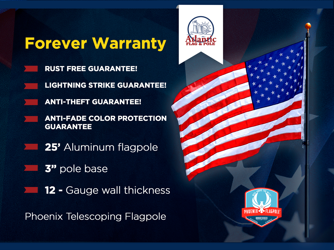 Phoenix Telescoping Flagpole Veteran's Day Bundle