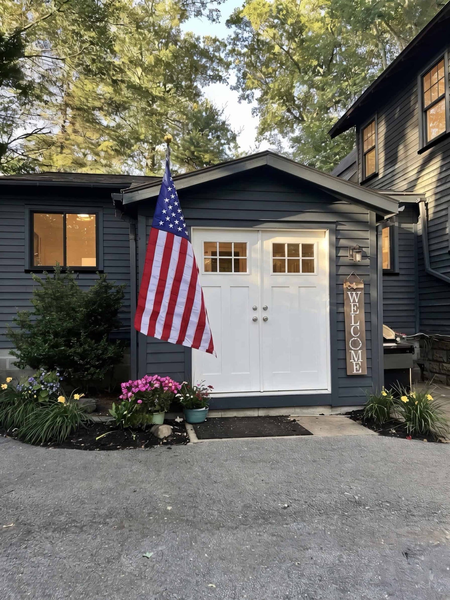 Phoenix 6FT Commercial Aluminum Outrigger Flag Pole Set USA Flag - American-made flagpole accessory by Atlantic Flag & Pole