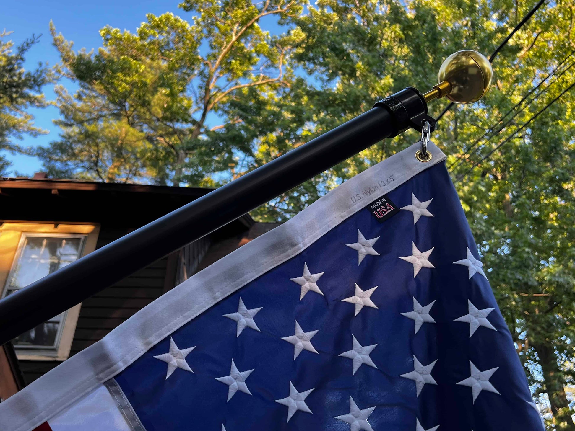 Phoenix 6FT Commercial Aluminum Outrigger Flag Pole Set USA Flag - American-made flagpole accessory by Atlantic Flag & Pole