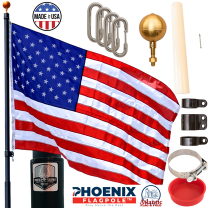 Atlantic Flagpole 15' silver telescoping flagpole with Veteran's Day bundle kit