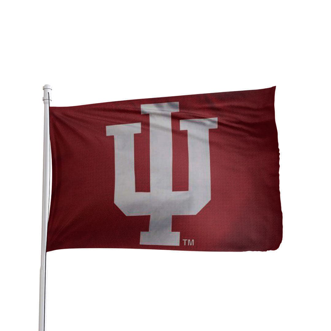 Red Indiana Hoosiers 3x5 flag with logo, officially licensed NCAA, by Atlantic Flag & Pole Inc.