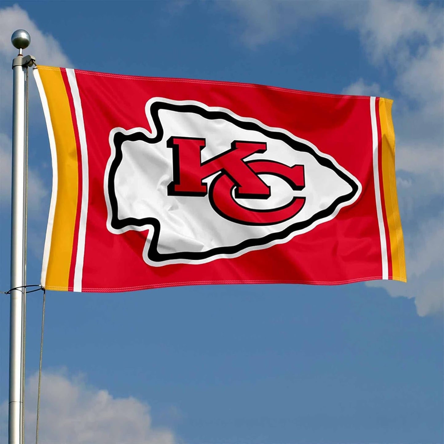 Red Kansas City Chiefs flag with team logo by Atlantic Flag & Pole Inc.