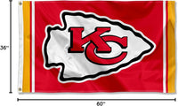 Thumbnail for Red Kansas City Chiefs flag featuring logo on durable fabric by Atlantic Flag & Pole Inc.