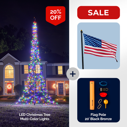 Phoenix Flagpole Christmas Tree Light Kit | For 20' & 25' Poles