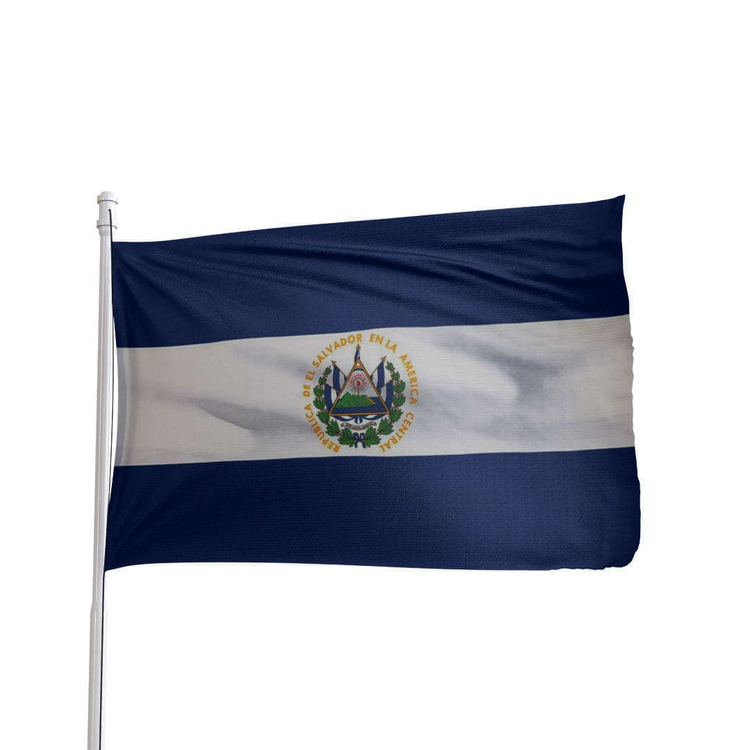El Salvador 3x5 outdoor nylon flag with blue and white stripes, brass grommets, and canvas heading by Atlantic Flag & Pole I