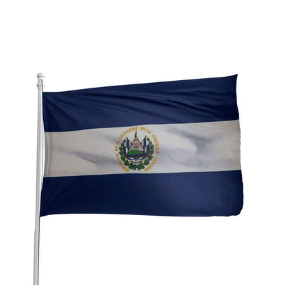 El Salvador 3x5 outdoor nylon flag with blue and white stripes, brass grommets, and canvas heading by Atlantic Flag & Pole I