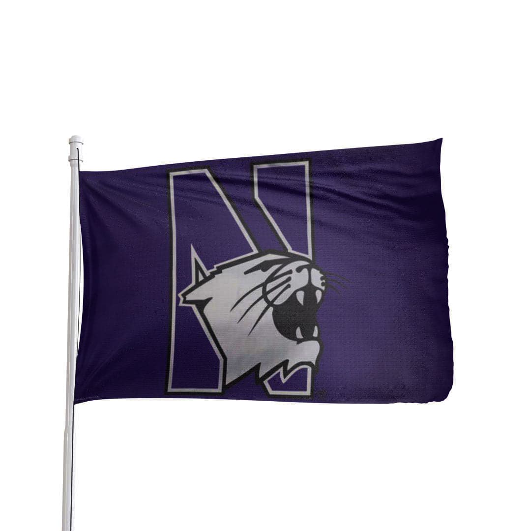 Northwestern Wildcats 3x5 flag in vibrant purple and white, NCAA licensed by Atlantic Flag & Pole Inc.