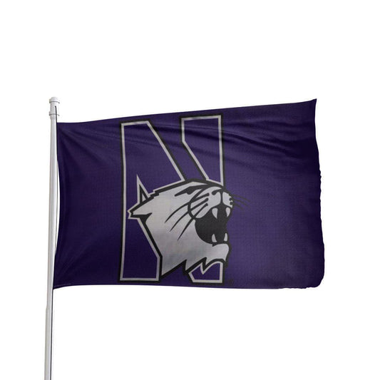 Northwestern Wildcats 3x5 flag in vibrant purple and white, NCAA licensed by Atlantic Flag & Pole Inc.