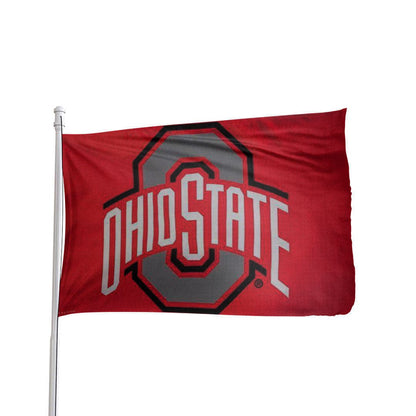 Ohio State Buckeyes 3x5 polyester flag with vibrant colors, officially licensed by Atlantic Flag & Pole Inc.