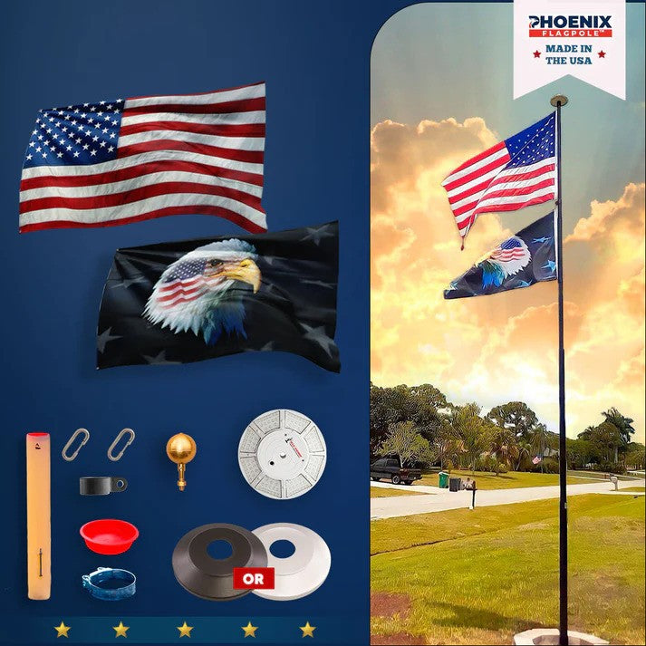 Phoenix flagpole election kit — complete campaign display set with American flag