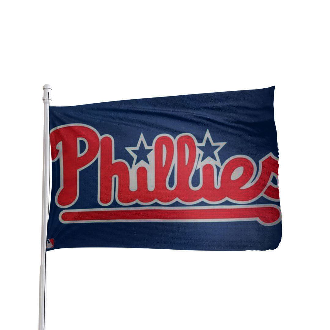 Philadelphia Phillies 3x5 official polyester flag in red and white with team logo, by Atlantic Flag & Pole Inc.