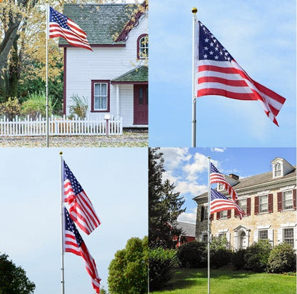 20-foot silver aluminum telescoping flagpole by Atlantic Flagpole with adjustable height.