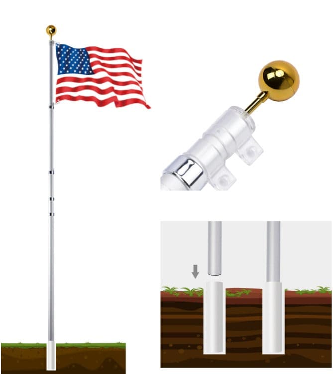 Rise Flagpole 20 Foot Silver - in-use demonstration