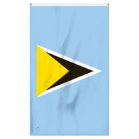 Thumbnail for Saint Lucia National flag for sale to buy online. Blue flag with black, white, and yellow triangles.