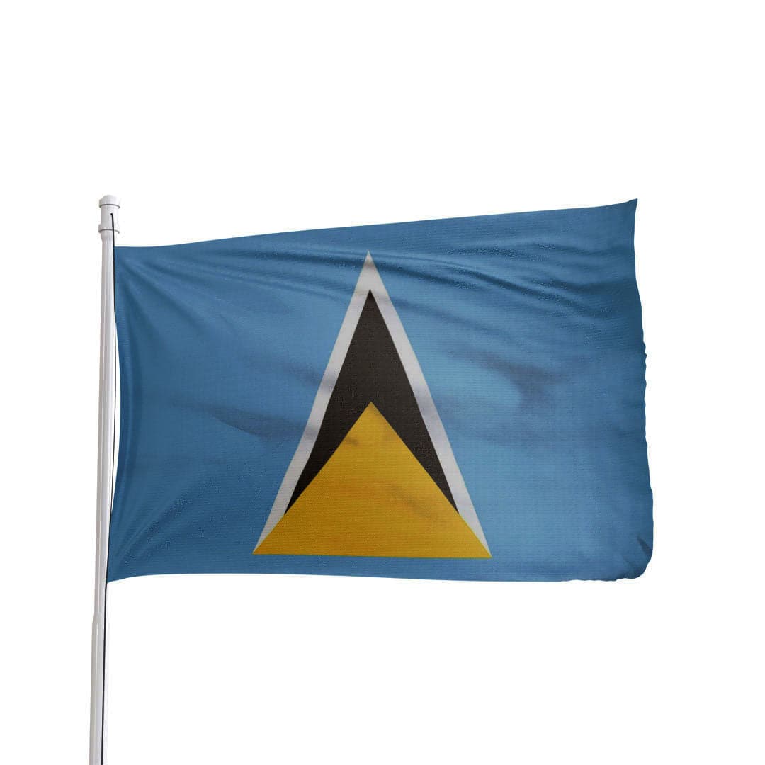 Saint Lucia flag featuring blue, yellow, and black triangle design by Atlantic Flag & Pole Inc.
