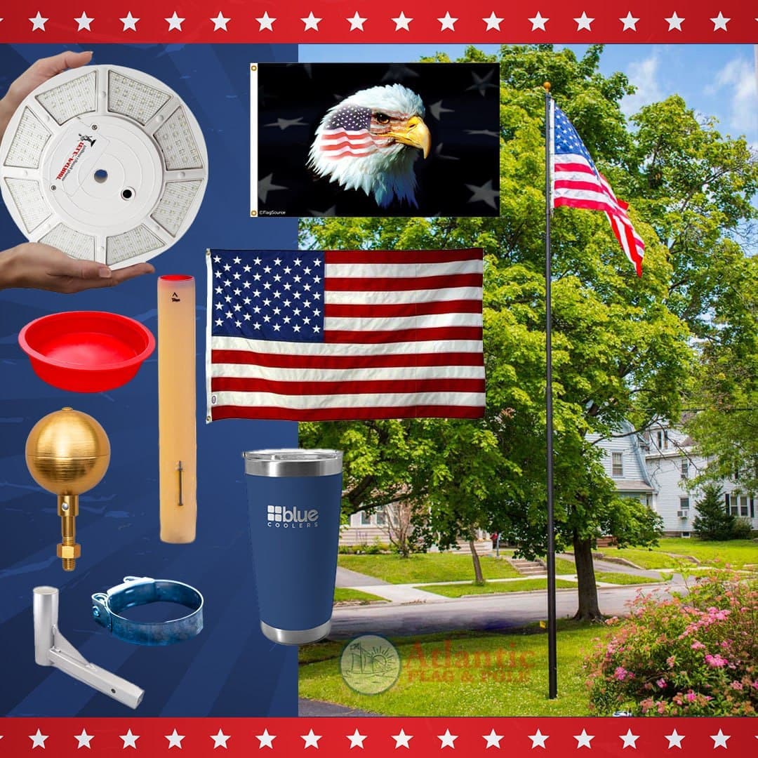 Atlantic Flagpole 15-foot black bronze flagpole with accessories for camping and outdoor use