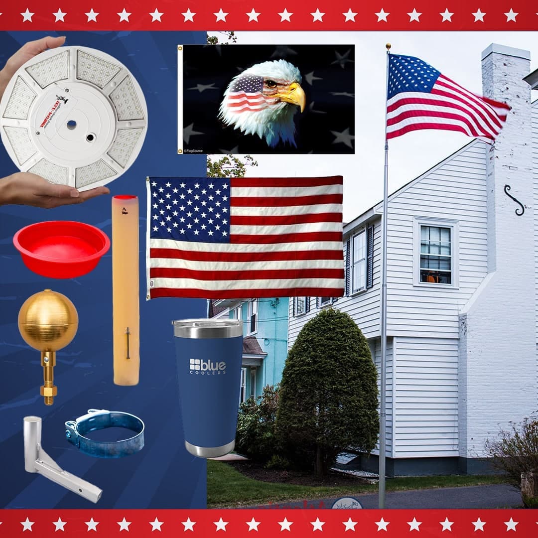 Atlantic Flagpole Skips Starter Camping Bundle with 15ft black bronze flagpole and US flag